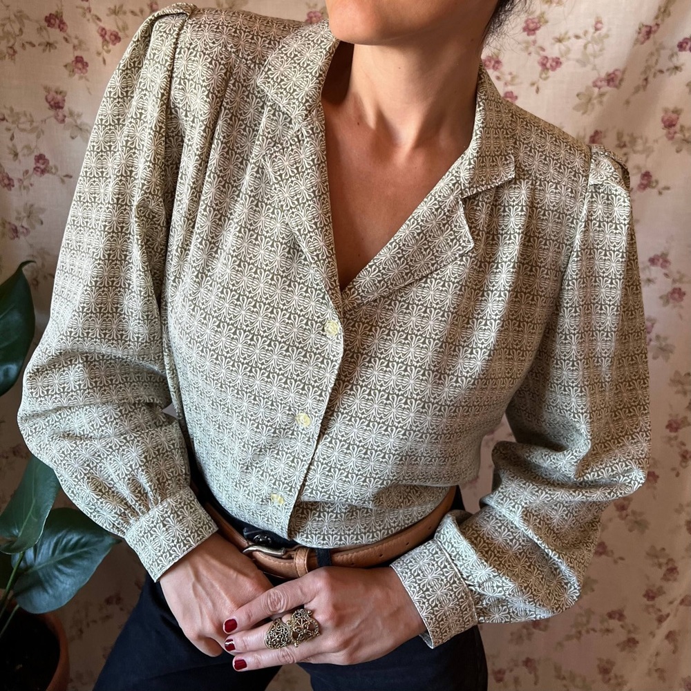 Vintage August Silk Button Up